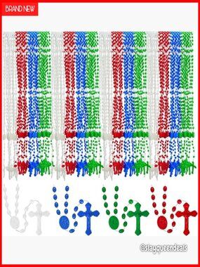 Bulk 17" Rosary Beads Pack of 100 - Plastic Religious Necklaces